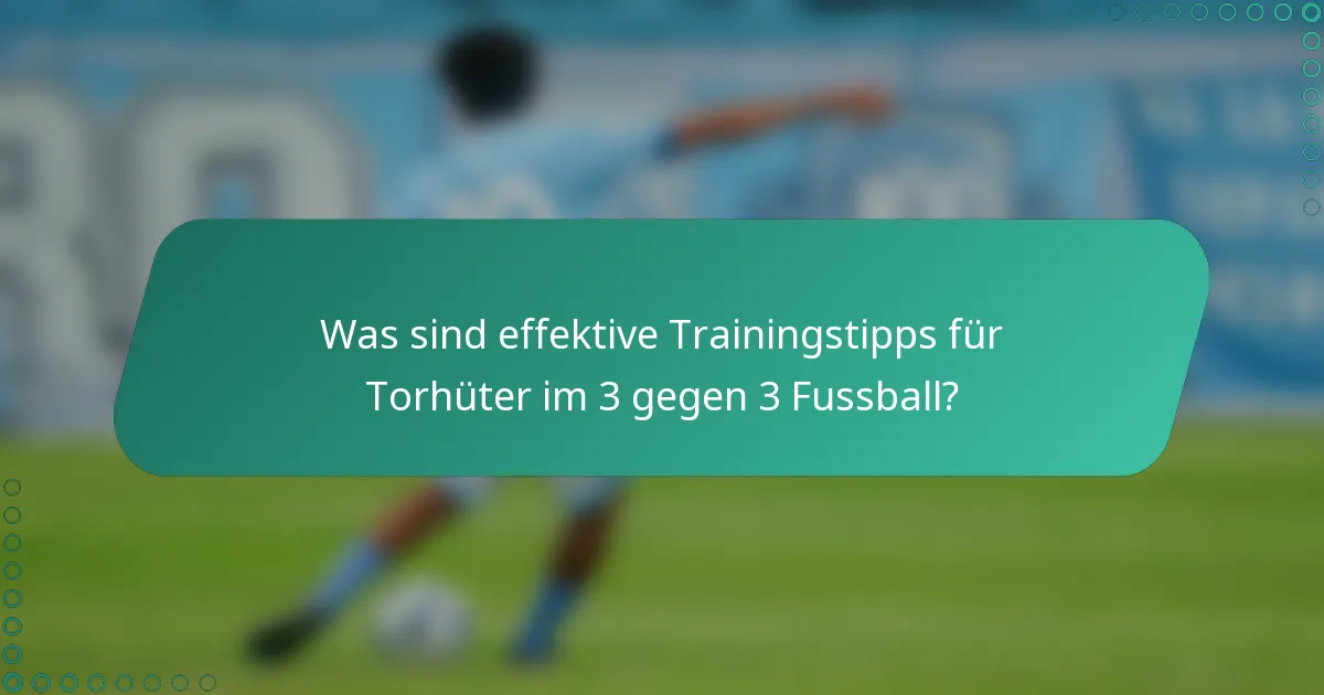 Was sind effektive Trainingstipps für Torhüter im 3 gegen 3 Fussball?
